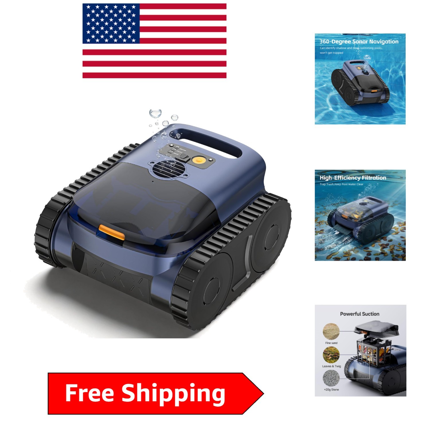Battery Powered Robotic Pool Cleaner – Hassle-Free Cleaning for Up to 2150 Sq.ft