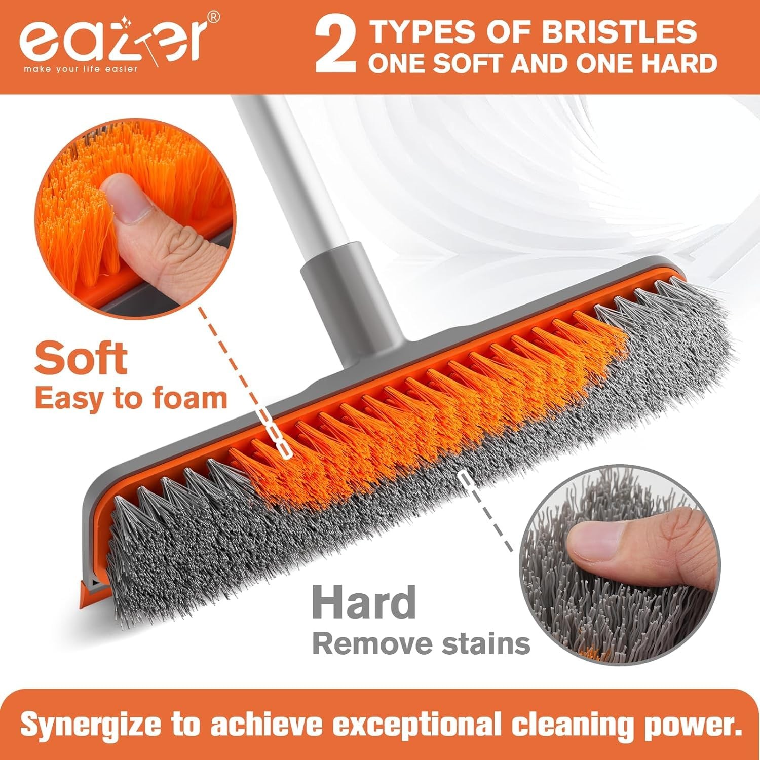 12 Inch Floor Scrub Brush Long Handle Squeegee Concrete Deck Tile Cleaner