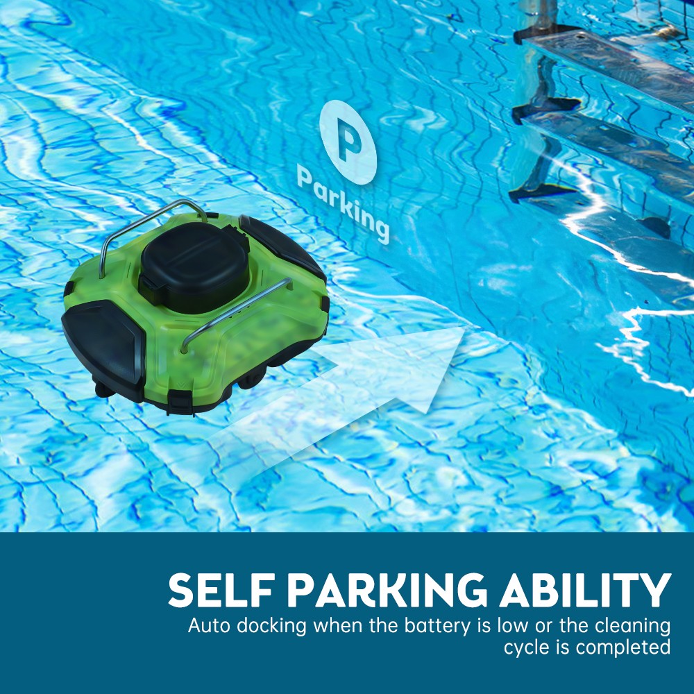 1-Cordless Robotic Pool Cleaner 30W IPX8 Waterproof Dual-Drive Motors Automatic