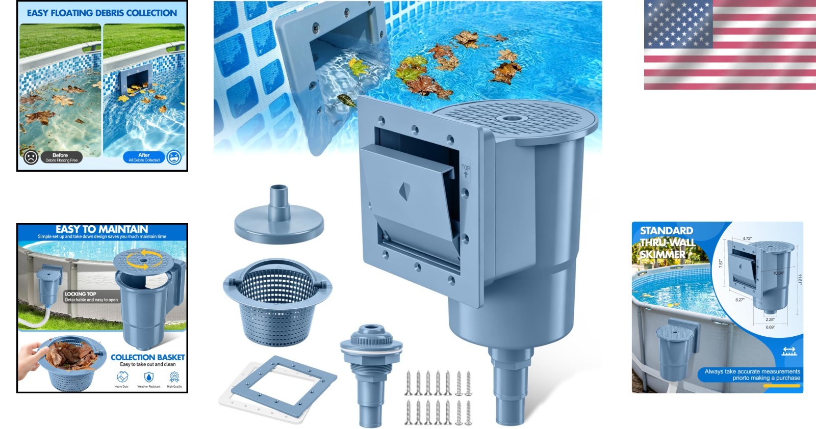 Universal Wall Mount Pool Skimmer Kit – Simple Installation & Easy Maintenance