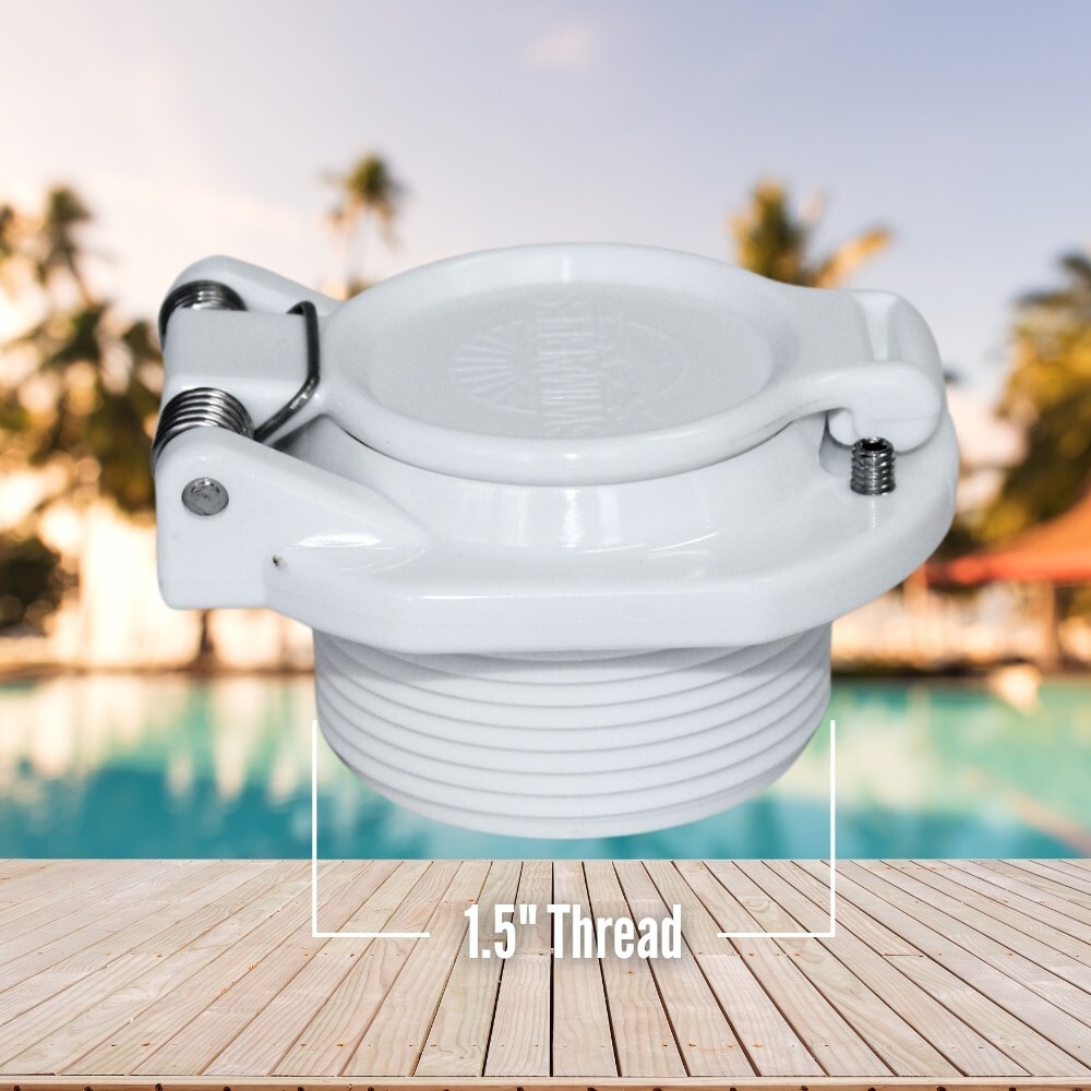 Pool Vac Lock Safety Fitting Compatible w/ Hayward & Pentair 1.5″ Light Gray
