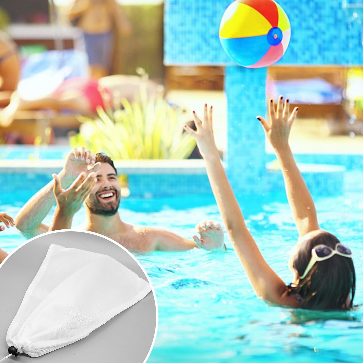 High-Quality Mesh Vacuum Filter Bags for Pools – 4 Pack with Locking Cord