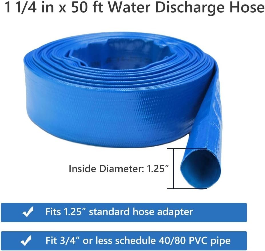 Heavy Duty Reinforced Pool Backwash Hose – 1.25” x 50ft