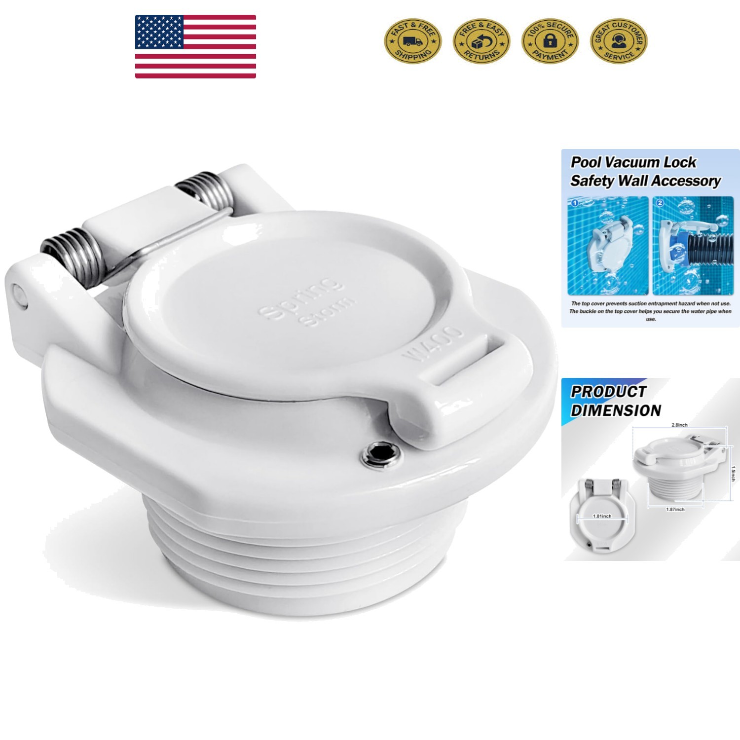 Battery-Powered Free Rotating Pool Vacuum Lock for Enhanced Safety & Efficiency