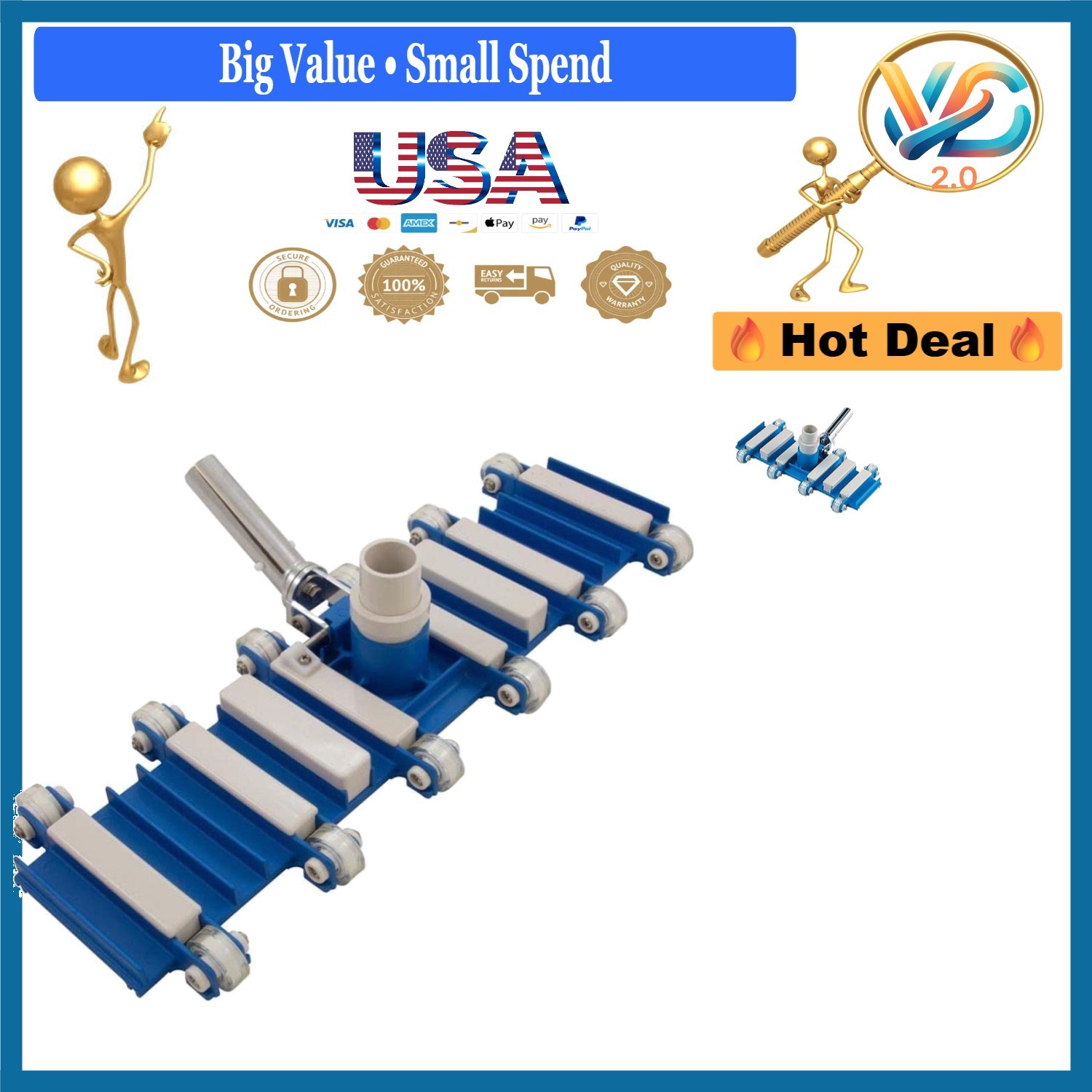 Pro Vac Series Pool Vacuum Suction Power Commercial Residential Steel