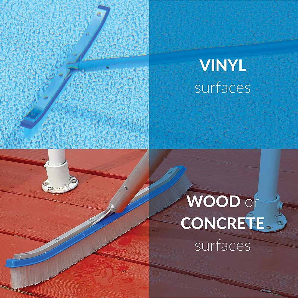 18″ Swimming Pool Wall Floor Brush w/ Nylon Bristles & Aluminum Plastic Back
