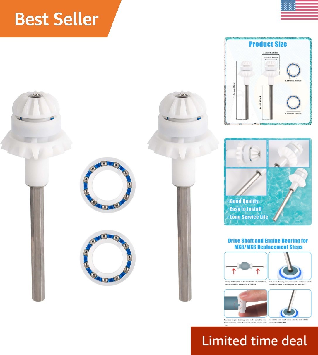 Easy Installation Drive Shaft Set for Zodiac Pool Cleaners – 2 Pack, MX6 & MX8