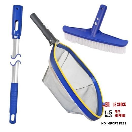 Swimming Pool Cleaning Kit, 14” Brush Head & 50” Telescopic Aluminum Pole