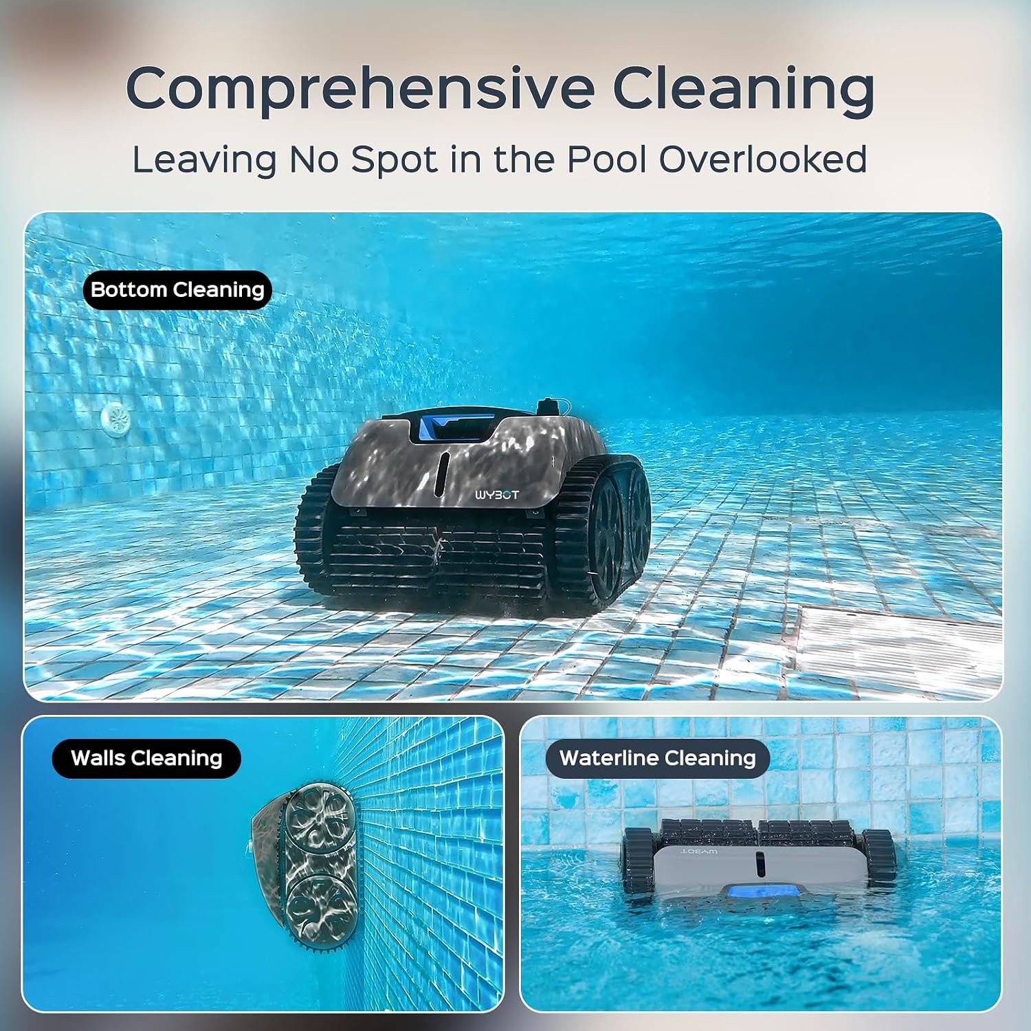 WYBOT C1PRO Pool Robot Vacuum, Smart APP Support, Auto Wall & Waterline Clean A