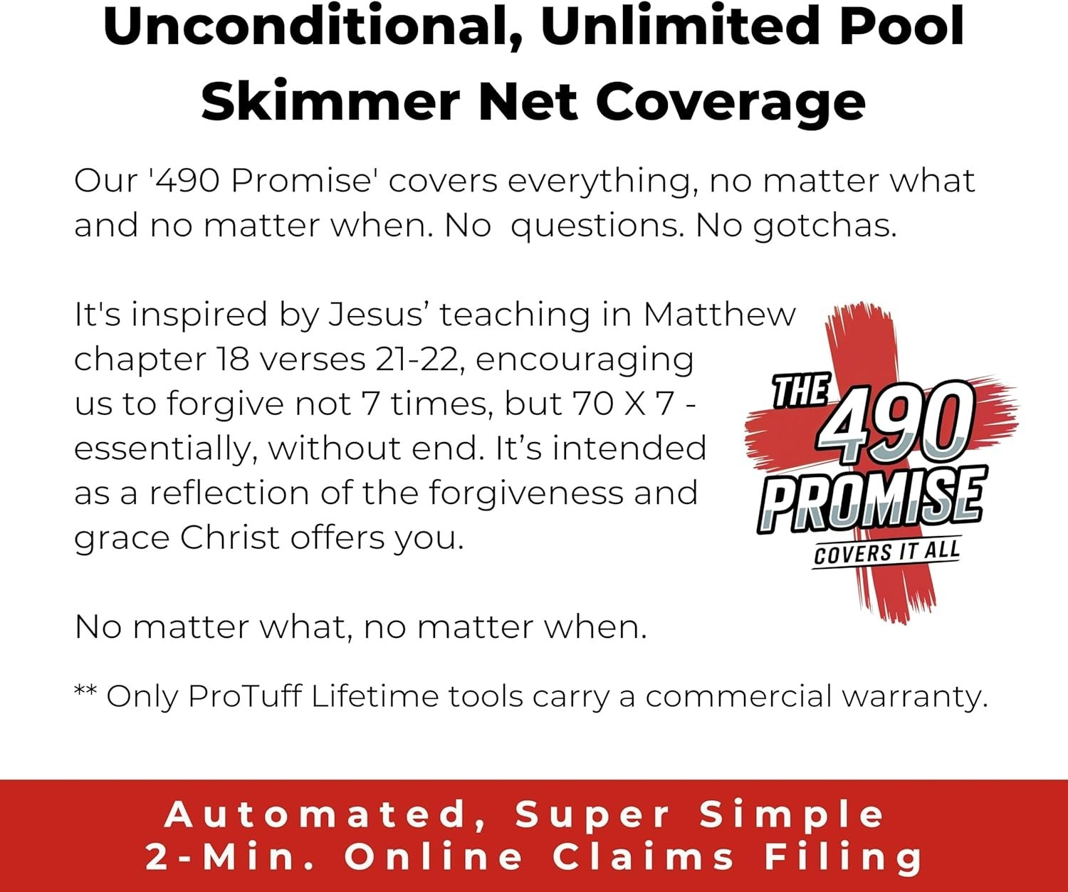 ProTuff Flat Pool Skimmer Net – 2 Year Unconditional Free Replacement