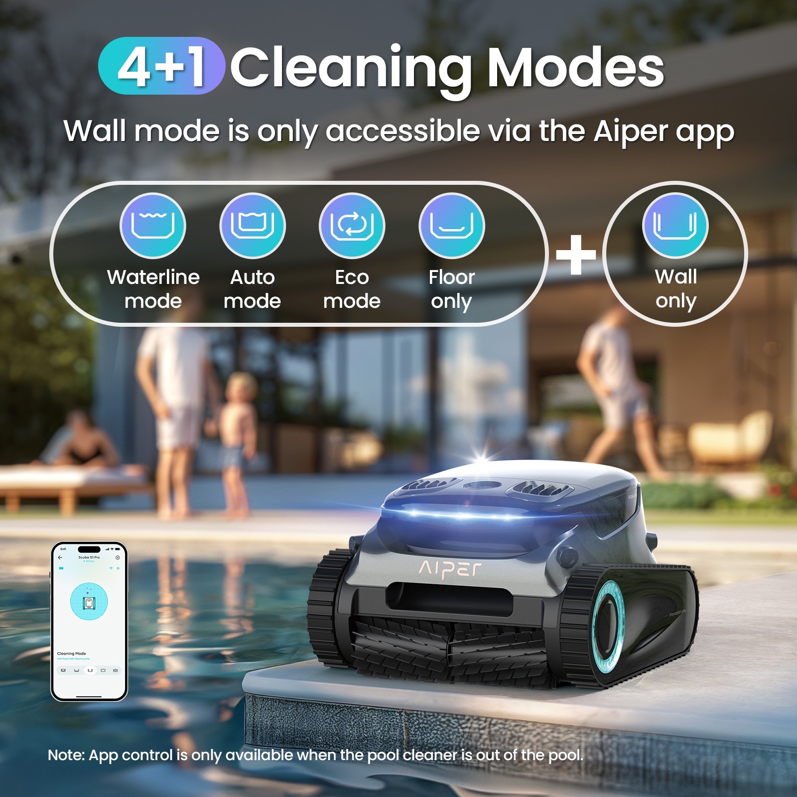AIPER S1 pro Pool Cleaner Robotic Pool Vacuum for All Types Pools Black
