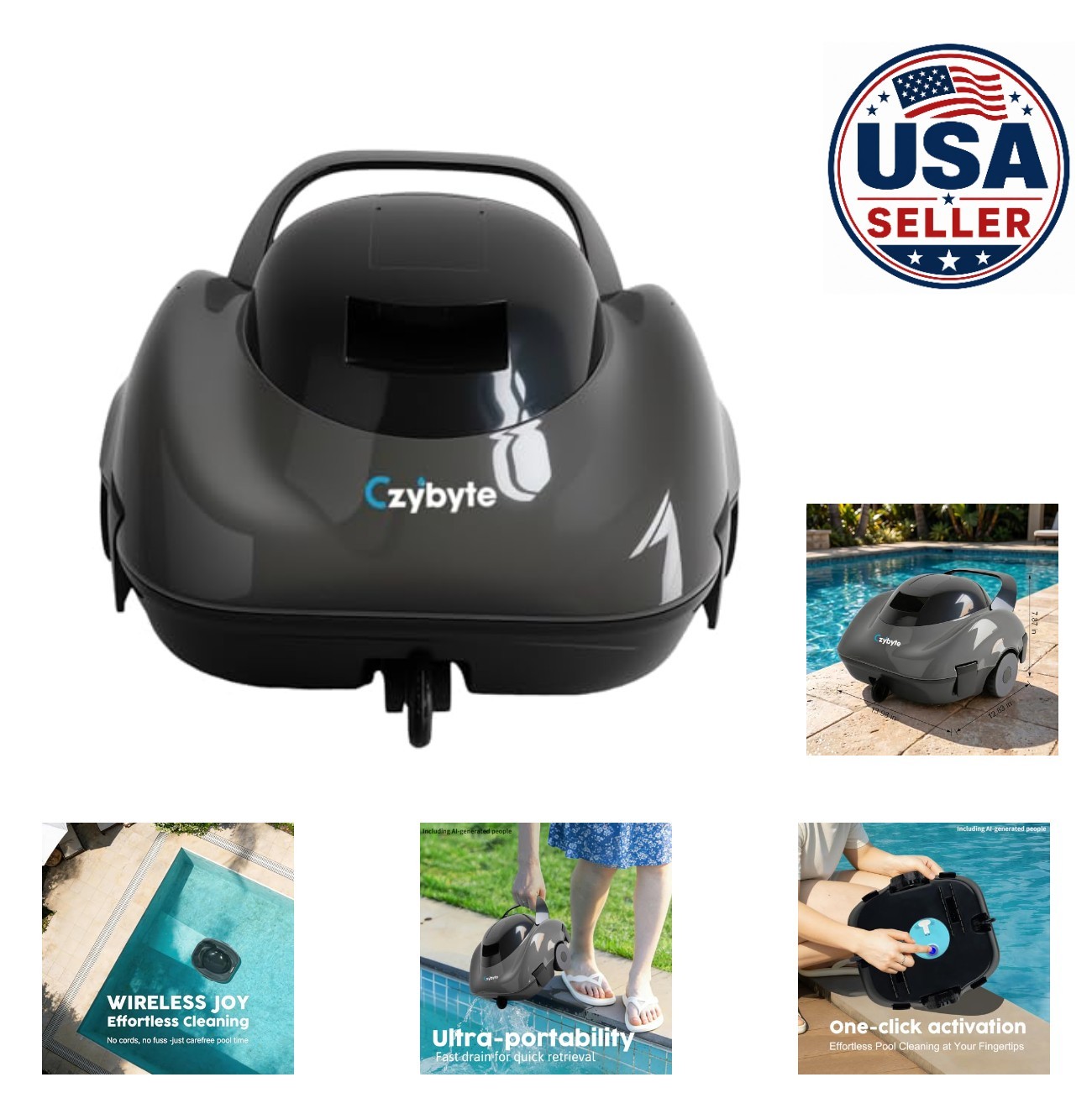 Cordless Robotic Pool Cleaner 18.5 GPM 120 Min Runtime 2.5L Basket Self-Parking