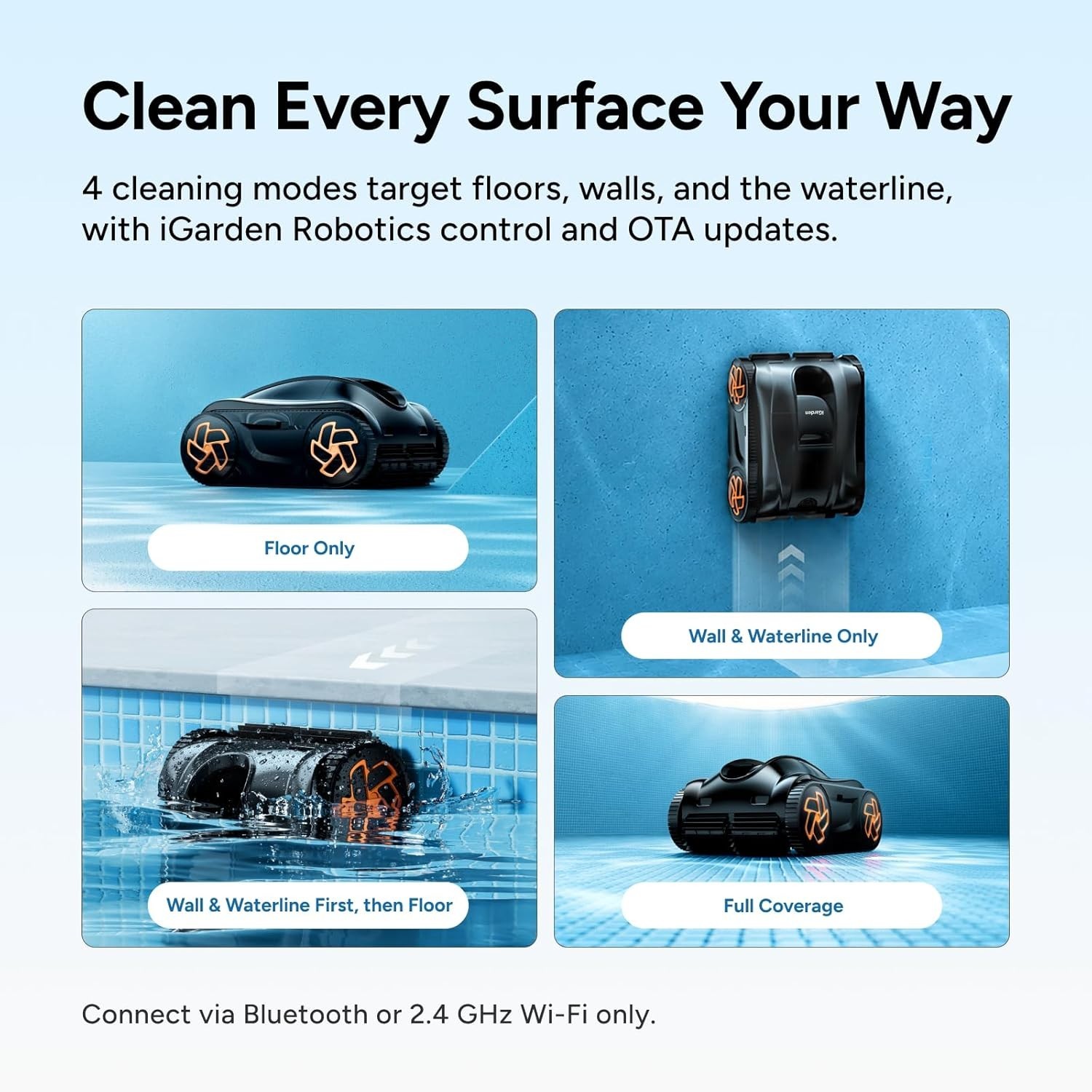 iGarden K55 330Min Runtime Robotic Pool Cleaner Pool Vacuum Clean For Inground