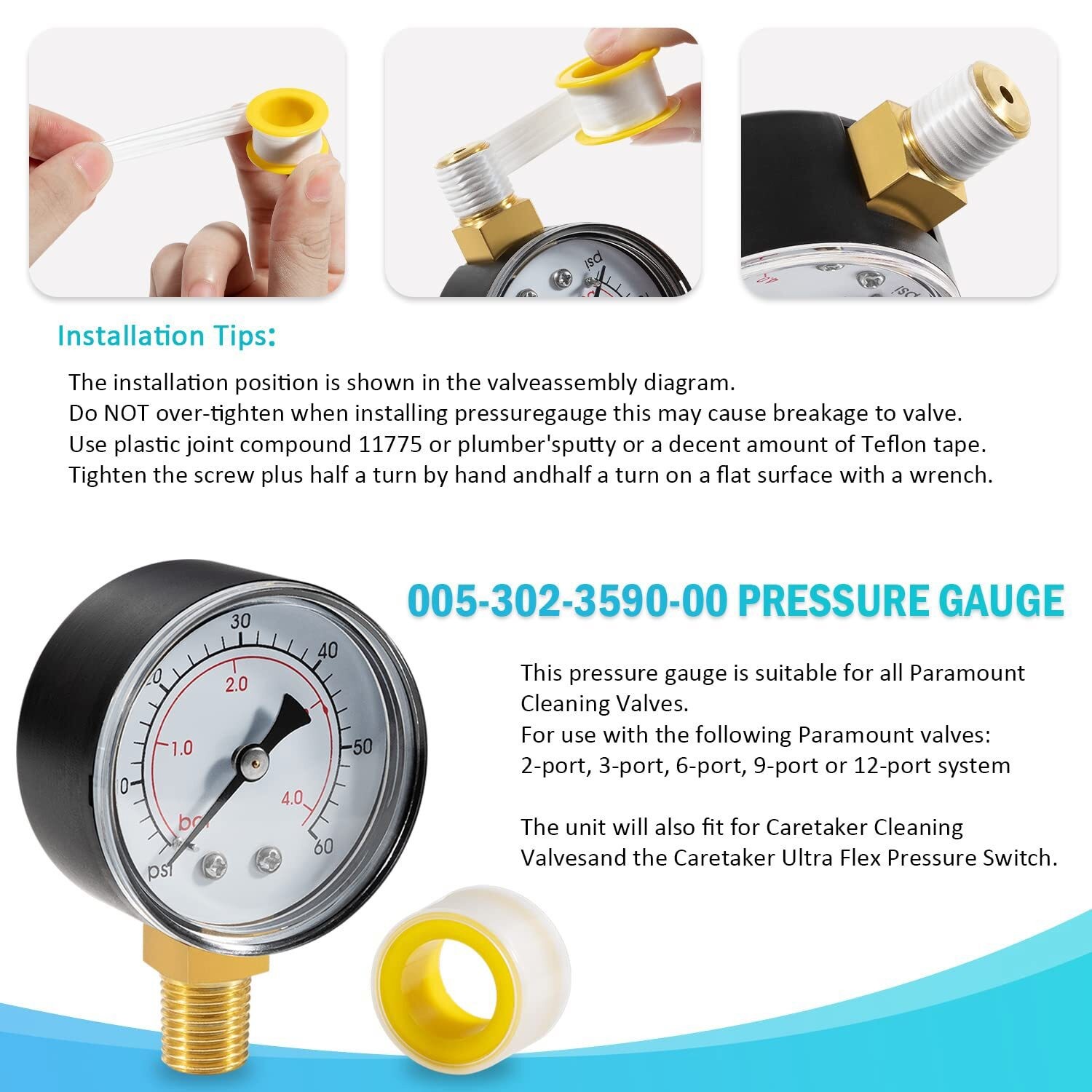 for Paramount Water Valve 6-Port Gear Module + Pressure Gauge 004-302-4408-00