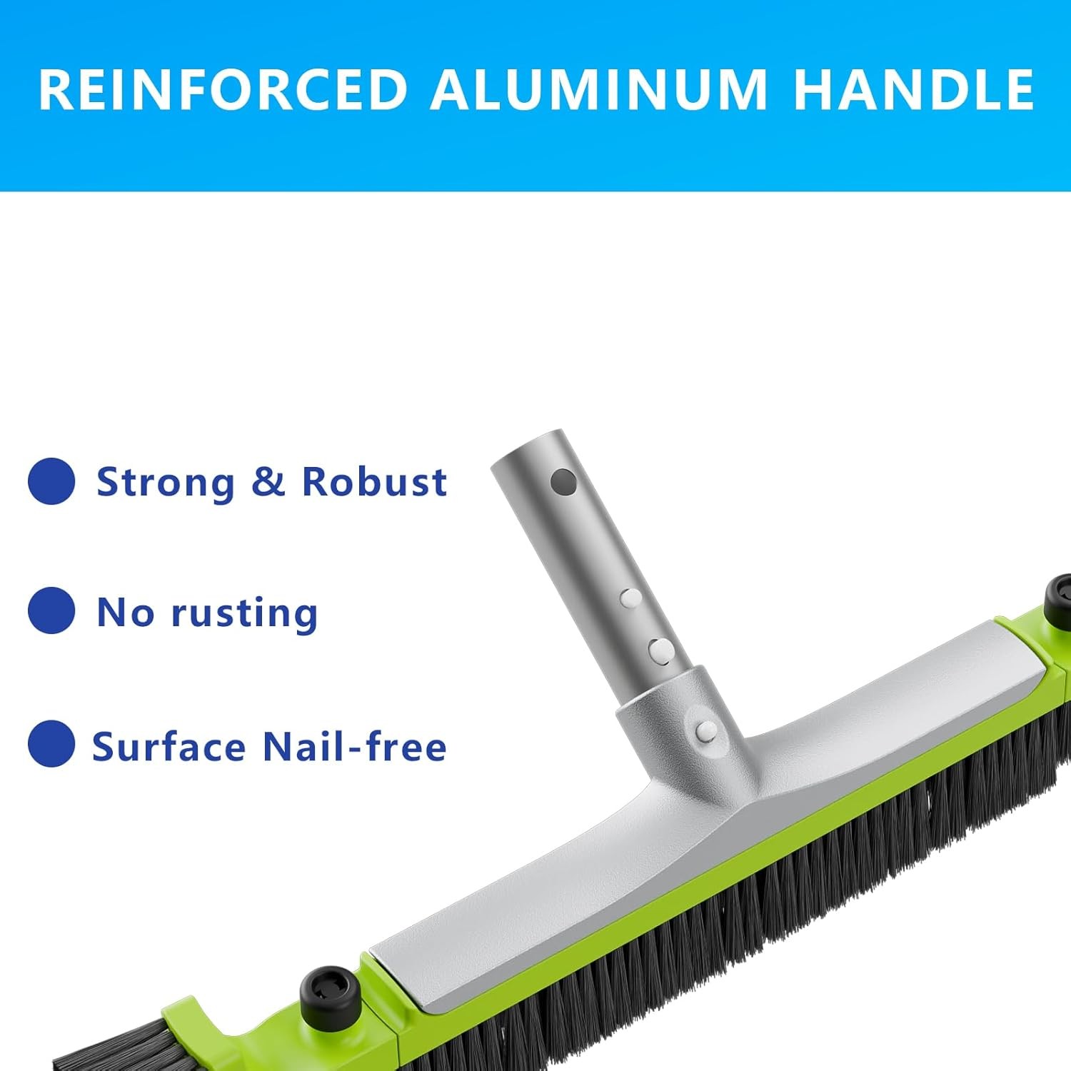 Pool Brush Head 17.5 In Heavy Duty Aluminum Back Scrub Brushes for Wall Cleaning