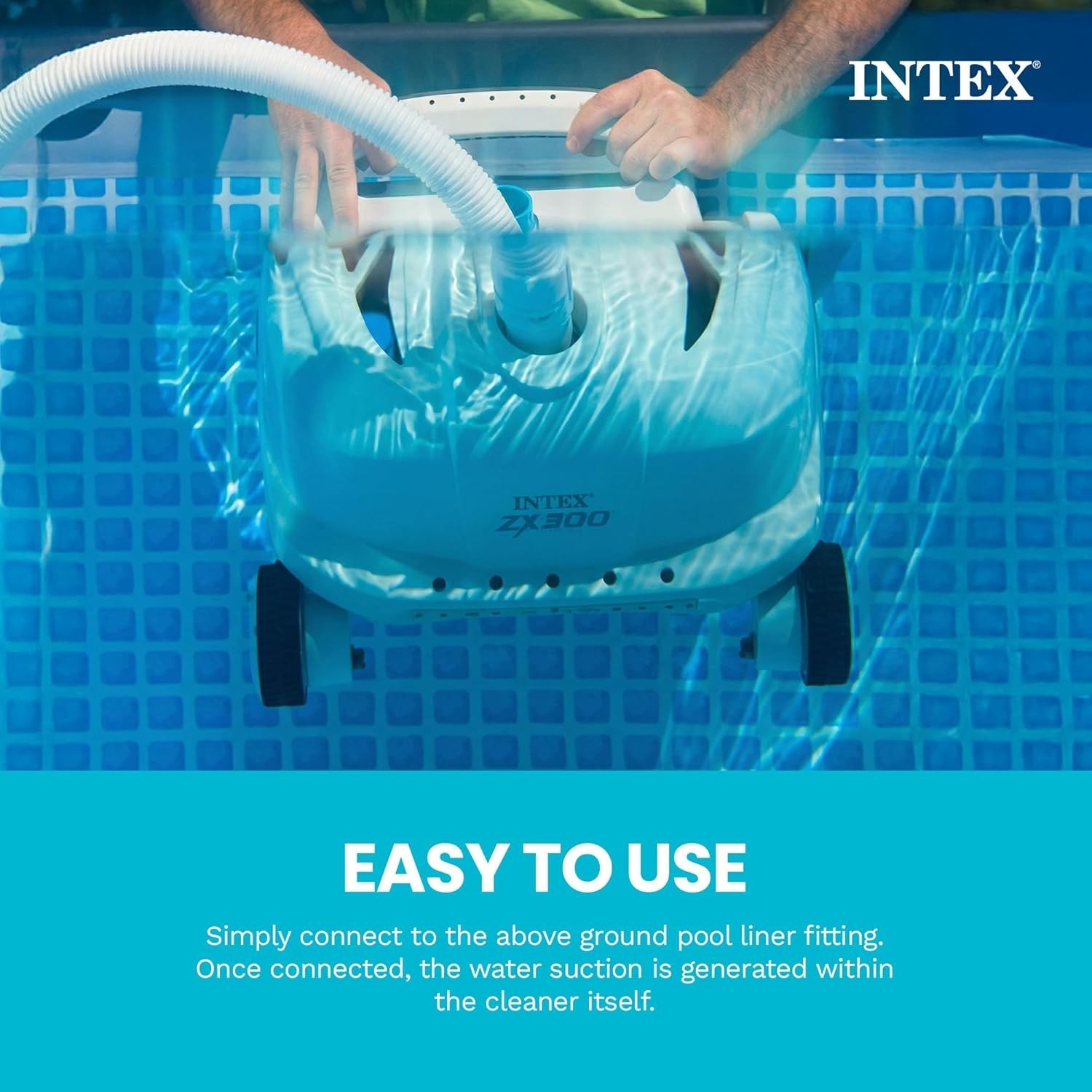Intex 700 Gal Per Hour Above Ground Pool Cleaner Robot Vacuum w/ 21 Ft Hose