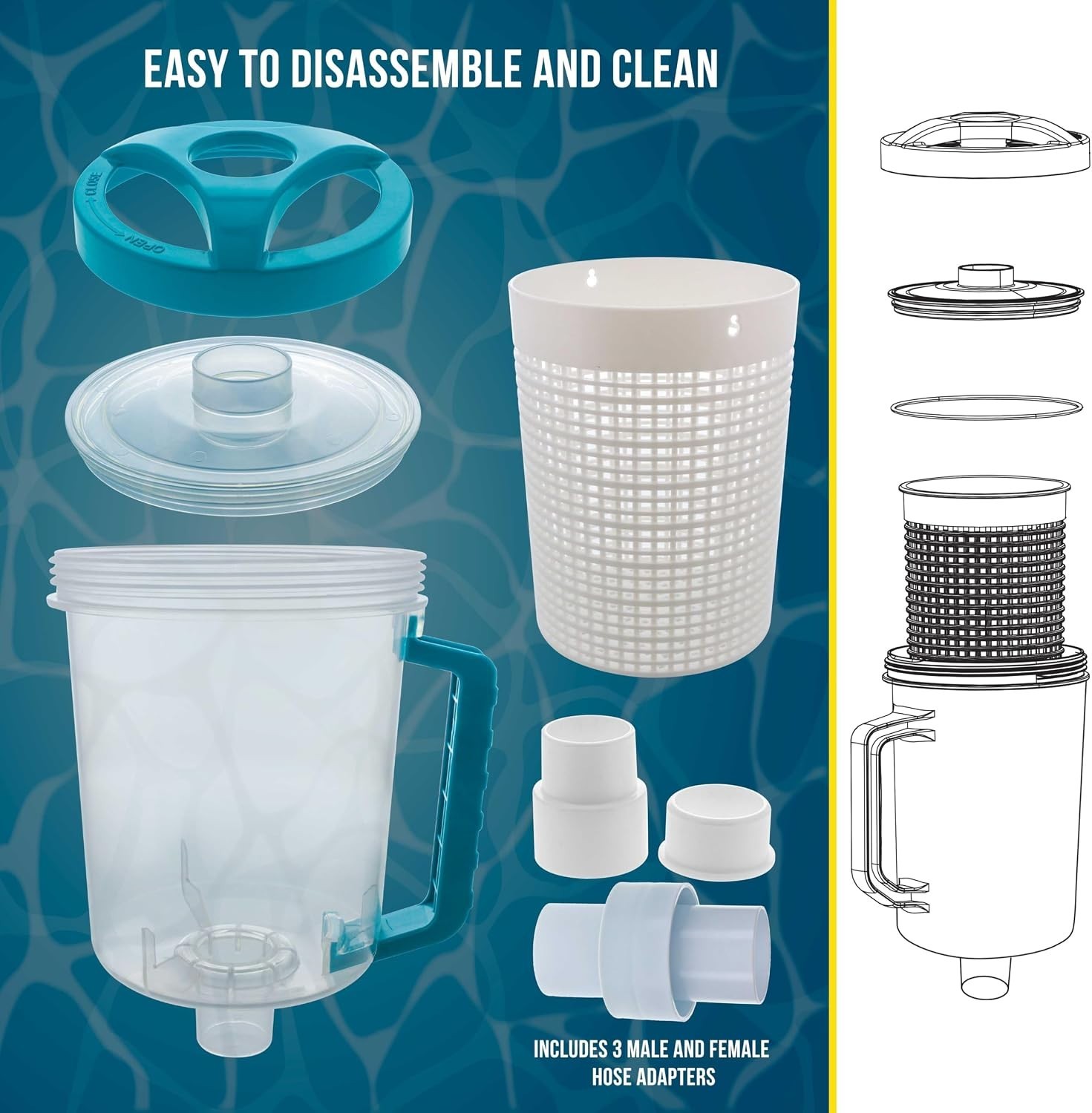 Compact Inline Leaf Canister with Easy Open Feature – Perfect for All Pools