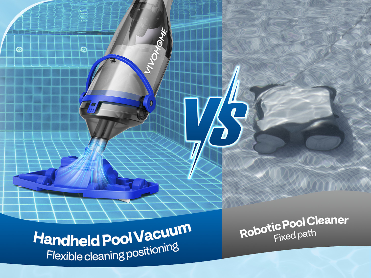 Cordless Pool Vacuum Cleaner 1110GPH Handheld Rechargeable for Pools Spas 60min