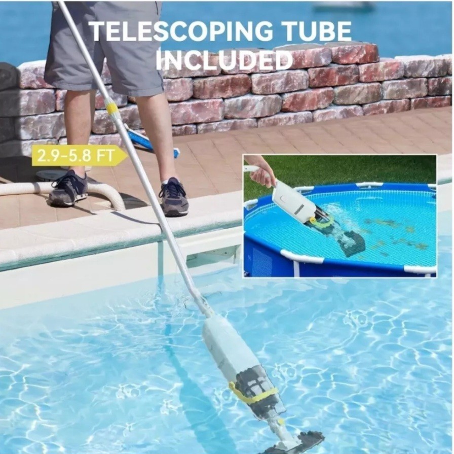 (2024 Upgraded) Lydsto Handheld Pool Vacuum with Telescopic Pole, Cordless Re…