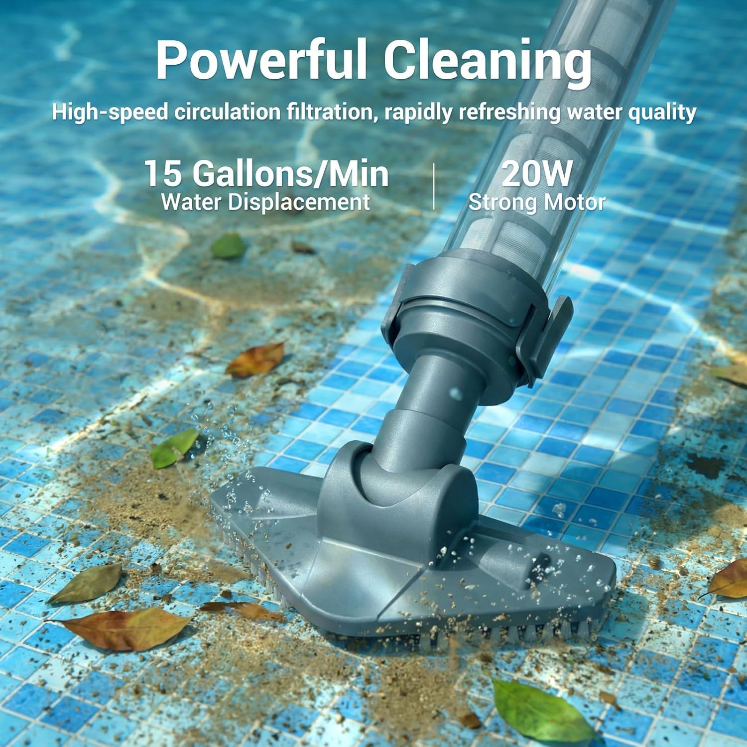 MUTAOMWY Cordless Pool Vacuum Above Ground Inground 60Min Suction