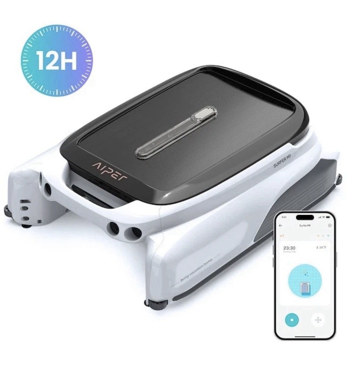 Aiper Surfer M1 Automatic Pool Skimmer Robotic Surface Cleaner with App Control