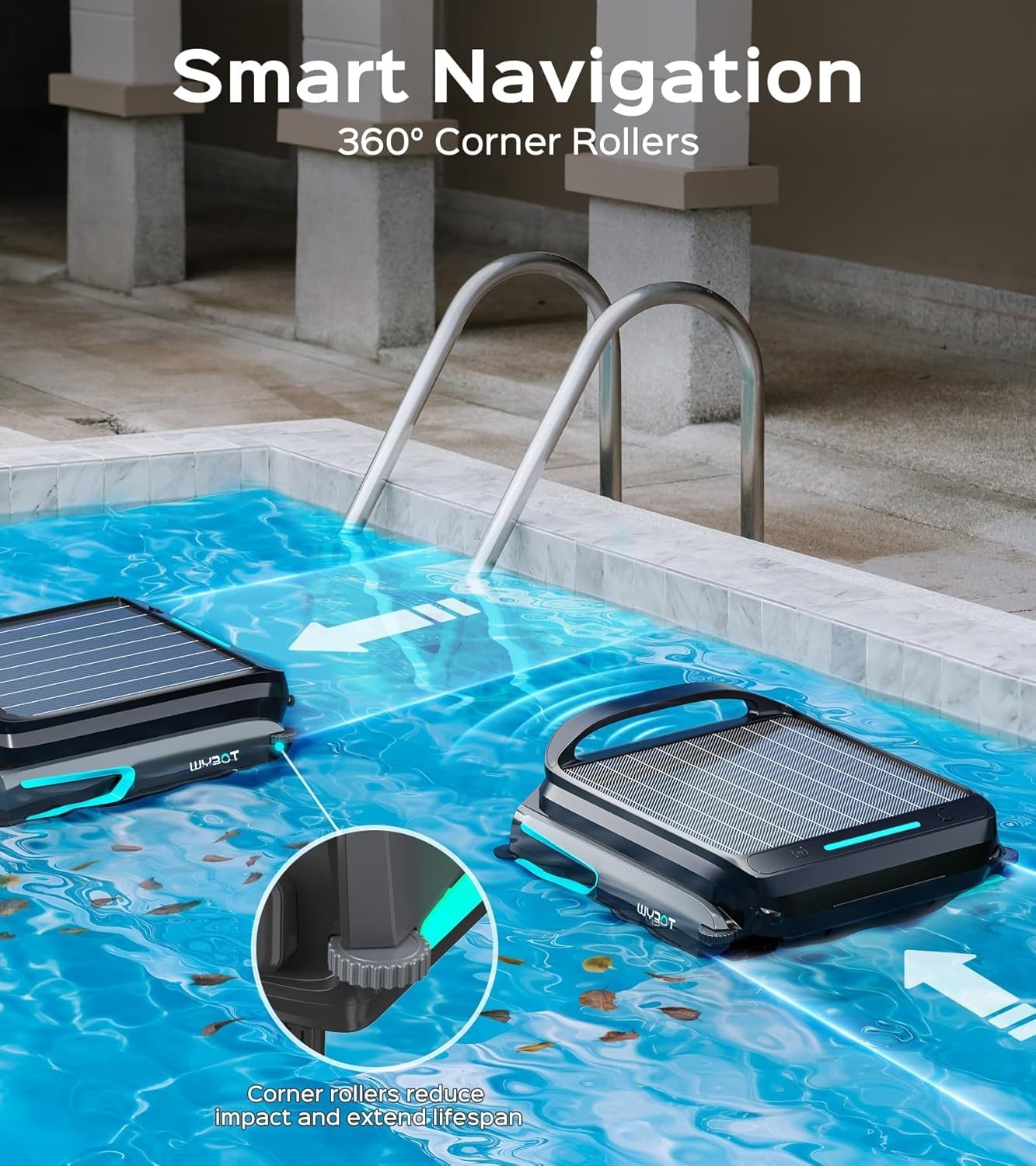 WYBOT F1 Solar Powered Robotic Pool Cleaner Pool Surface Skimmer Robot App NEW