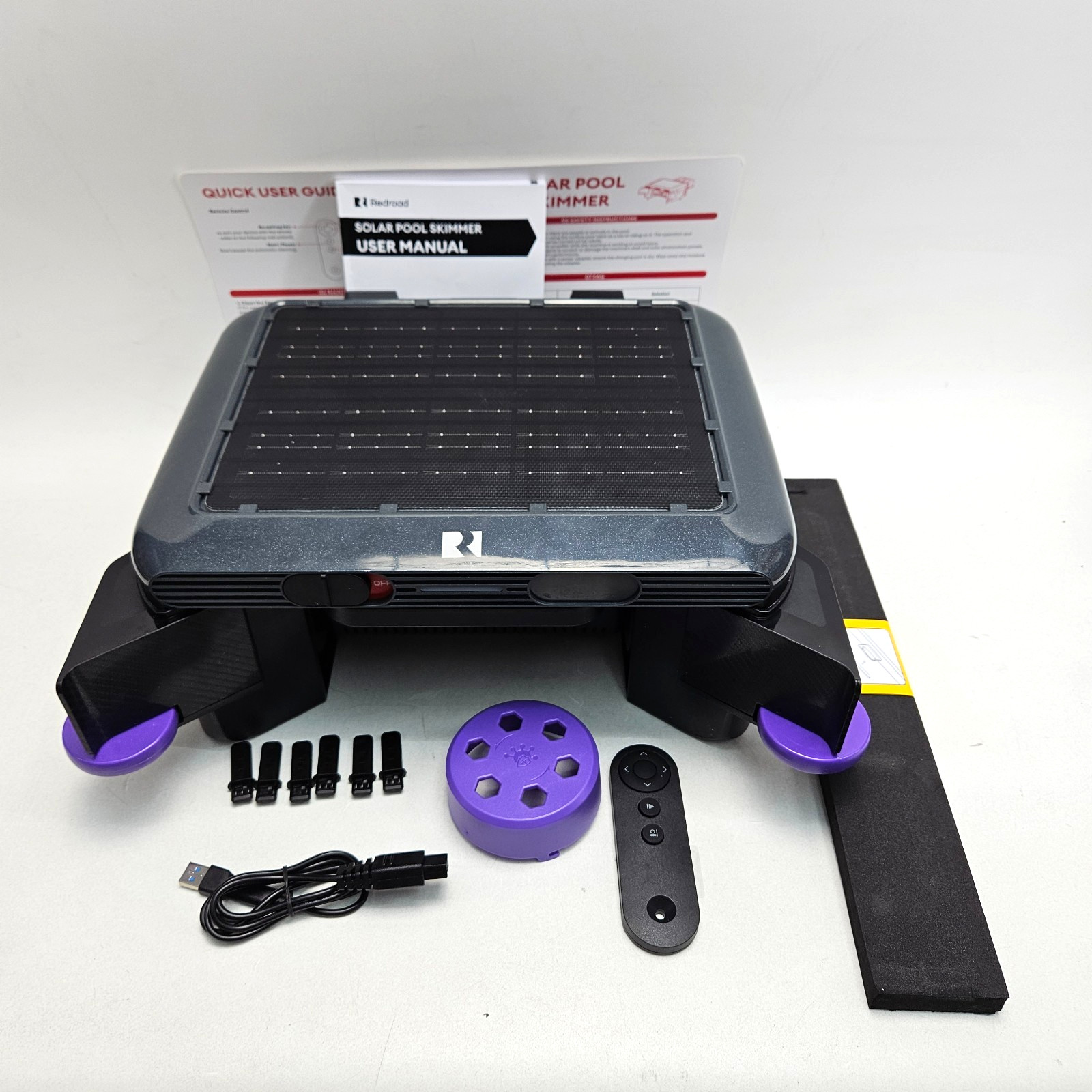 Solar-Powered Robot Pool Surface Skimmer Cleaner Salt Tol Motors 150-um Filtrate