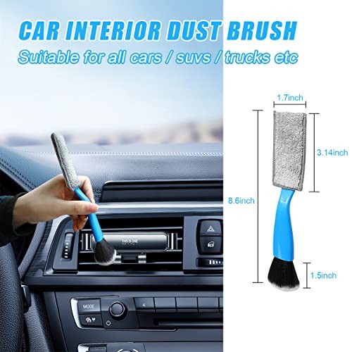 Ziciner Blue Double Head Brush for Car Clean – Soft Auto Interior – 1 Pc