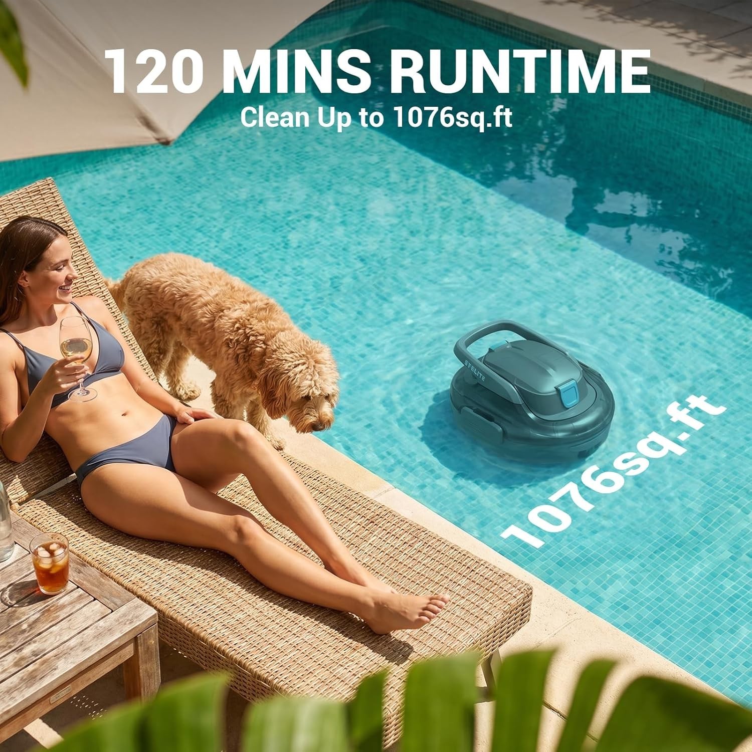 Cordless Robotic Pool Cleaner S7 with Dual Motors 120 Min Runtime Gray