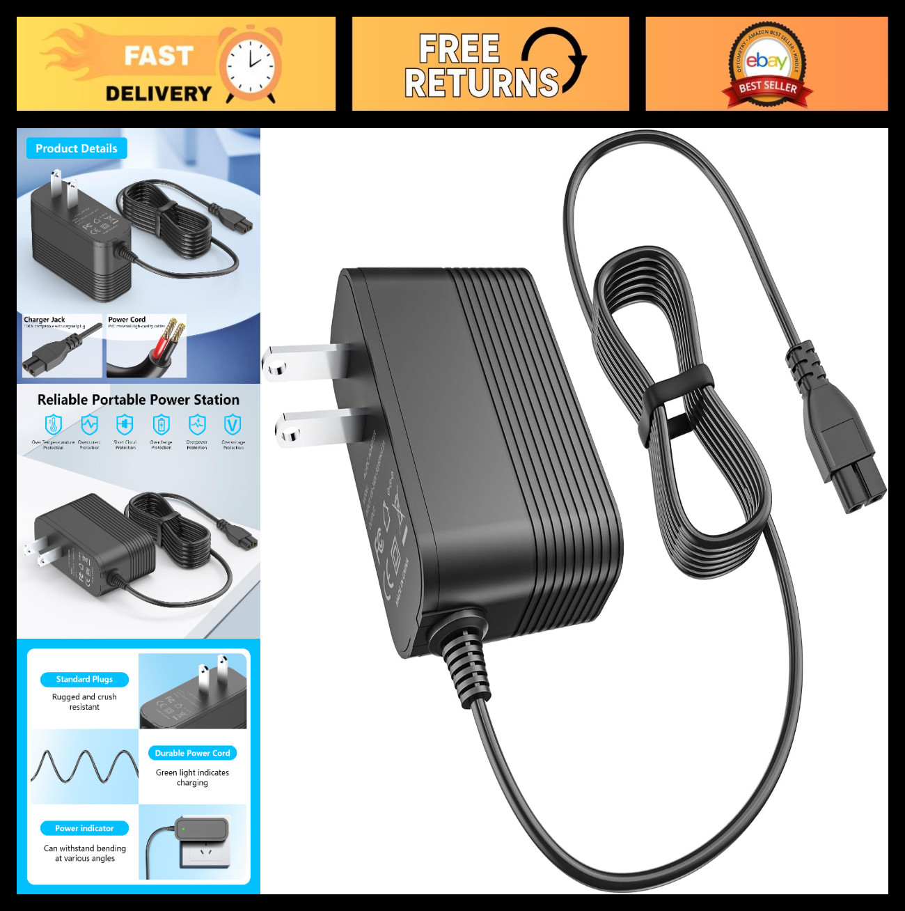 Charger for Robotic Pool Cleaner Compatible with C2 Vision A/B Cordless Vacuum A