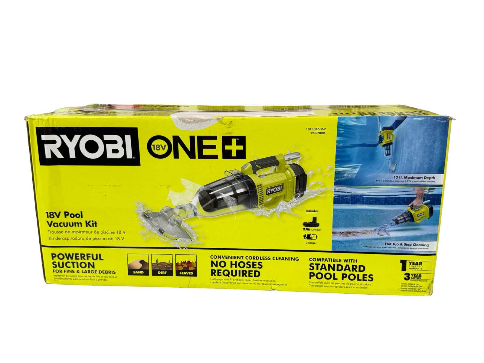 Ryobi 18 Volt Cordless Handheld Pool Vacuum Cleaner Kit PCL780K M57