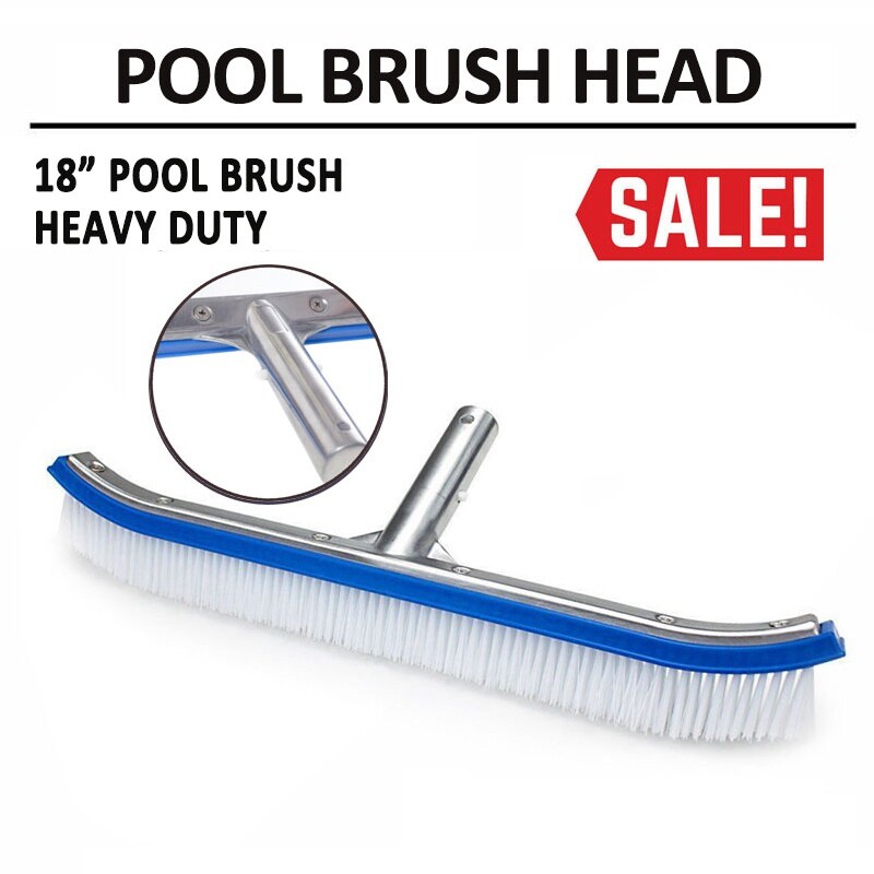 18 Inch Curved Wall Floor Brush w/Aluminum Handle In/Above Ground Swimming Pool