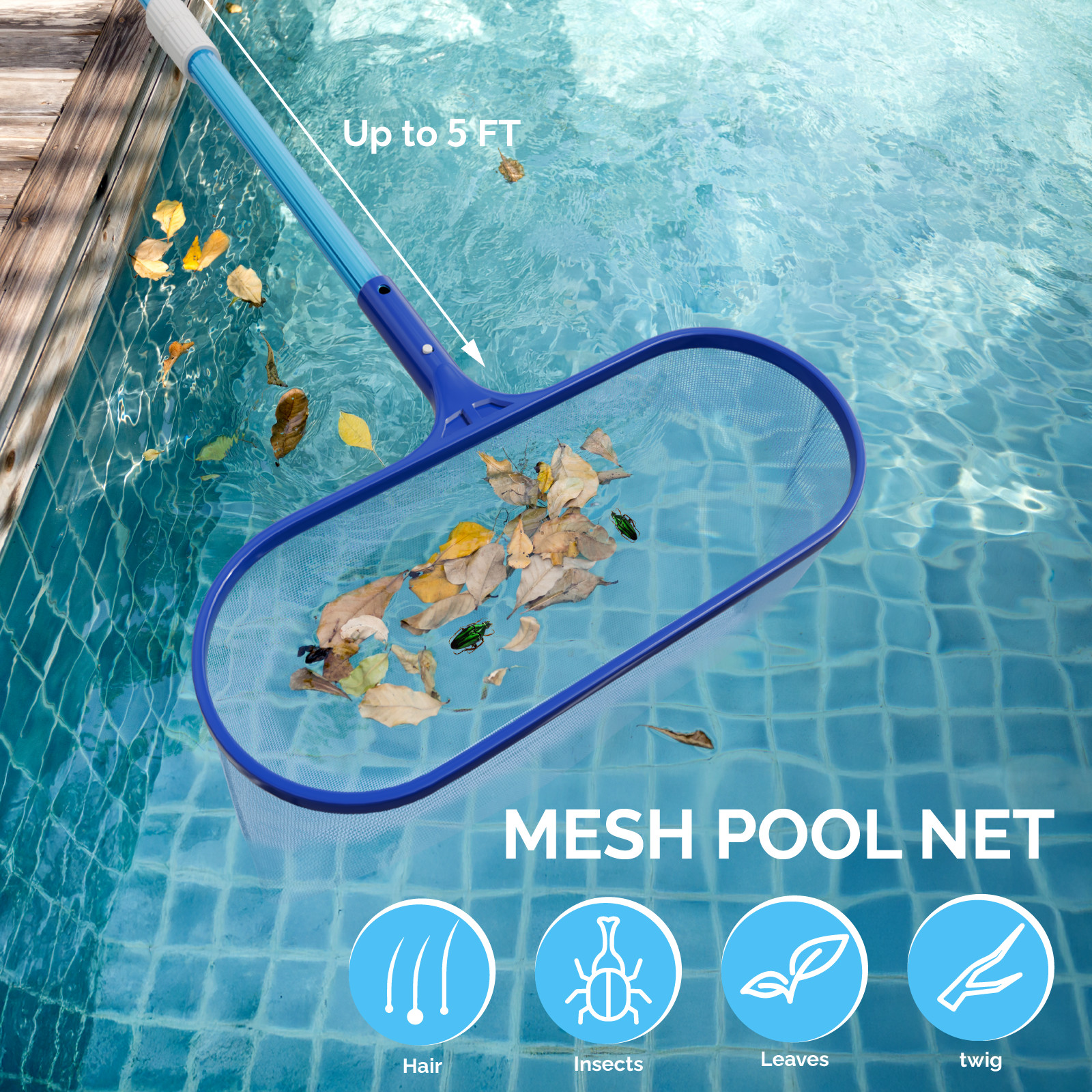 Portable 3 Piece Swimming Pool Cleaning Maintenance Kit with Net, Brush,Tube