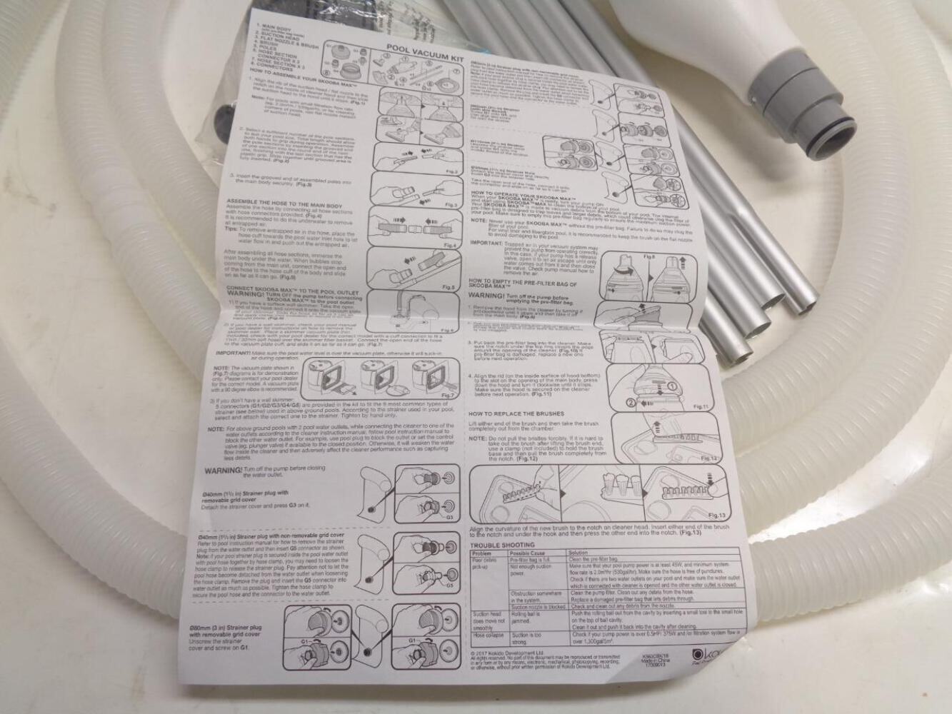 NEW SKOOBAMAX POOL VACUUM KIT 8-18′ 530 GAL MIN./1300 GAL MAX. CAPACITY R28