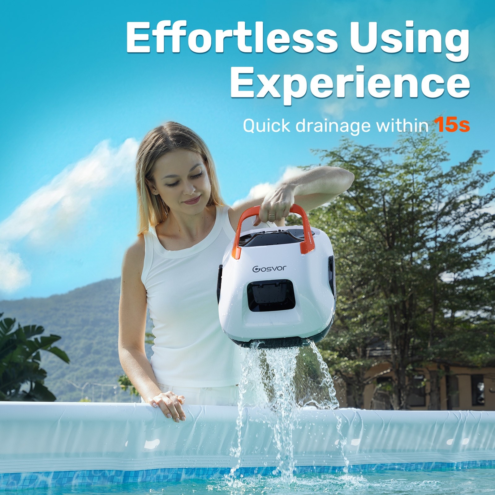 Cordless Pool Robot Cleaner,Self-Parking, 7.5 lbs Lightweight