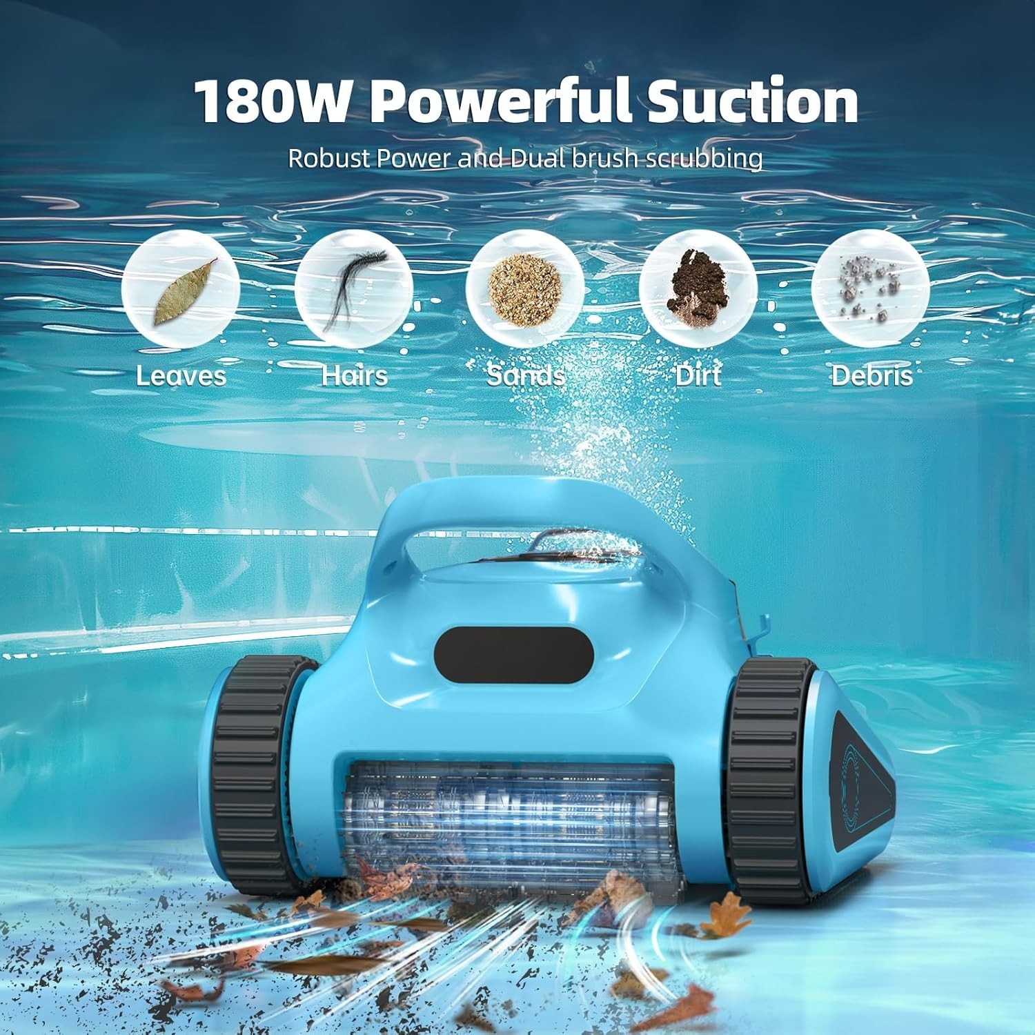 Robotic Pool Cleaner Cordless Wall Climbing Pool Vacuum Robot for Inground Pools
