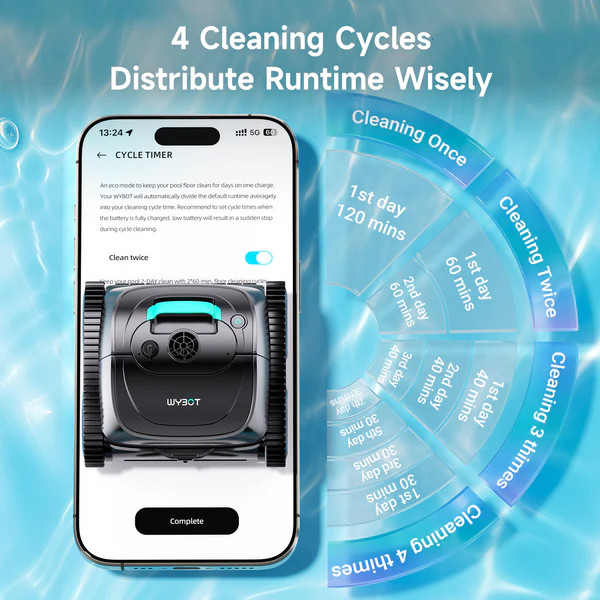 WYBOT C1 Pool Cleaner Wall Climb Cordless Robotic Pool Robot In-Ground Pools B