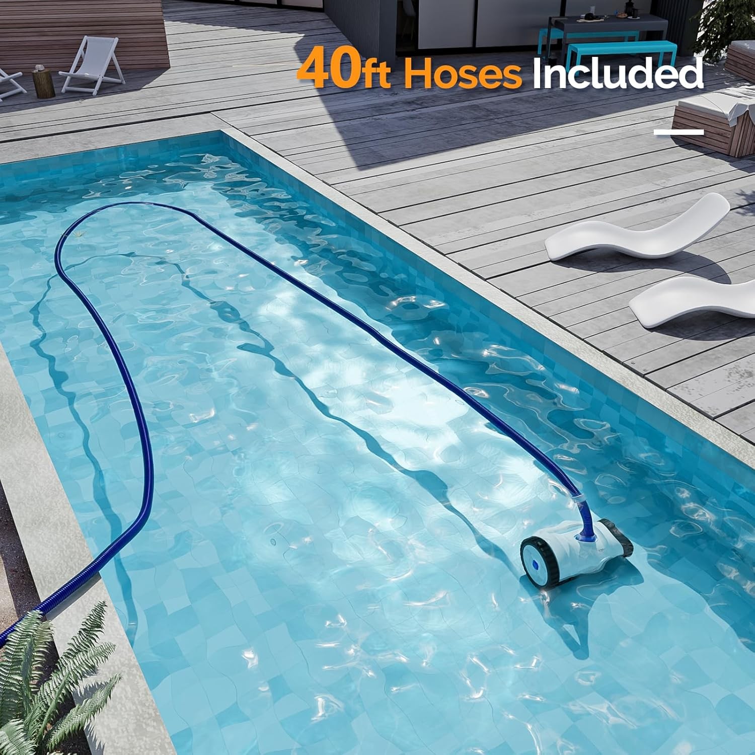 Automatic Suction Side Pool Vacuum Cleaner Wall Climbing Sweeper with 40 ft Hose