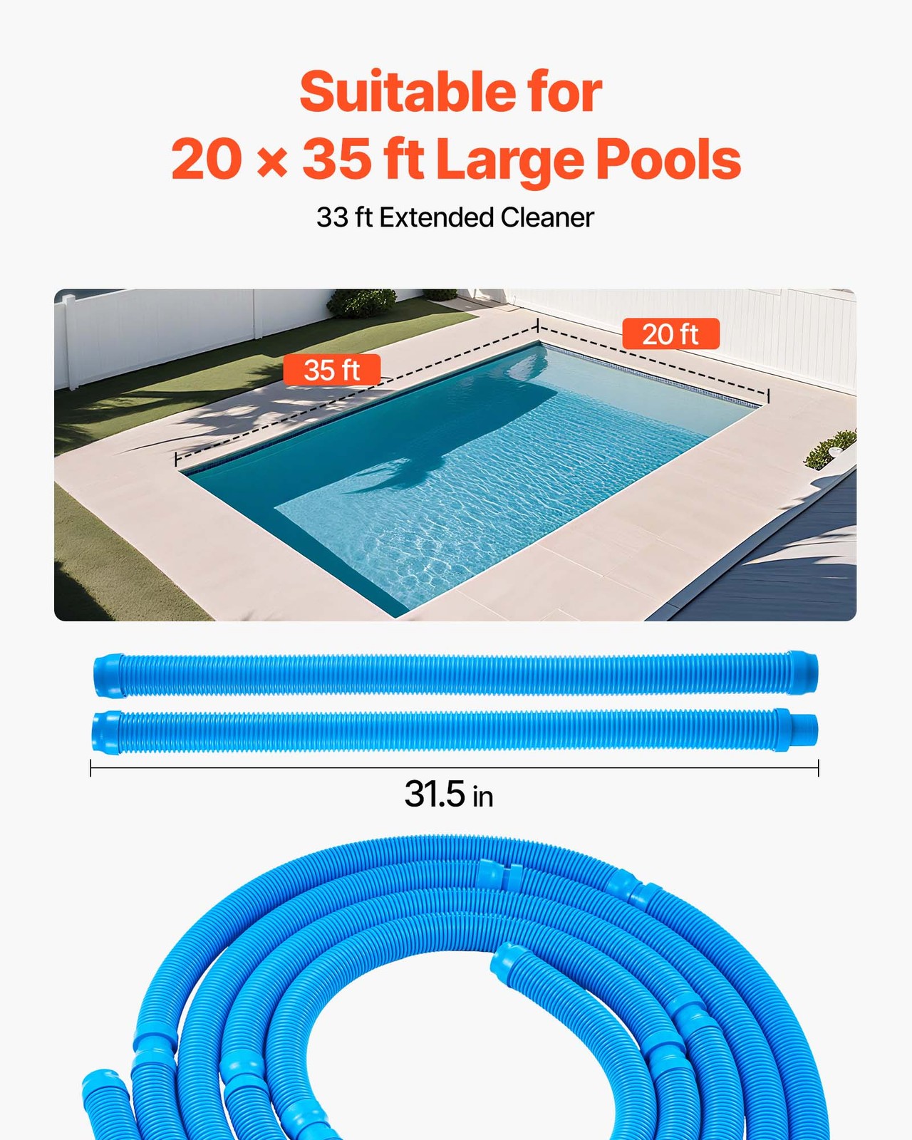 VEVOR Suction Pool Cleaner Vacuum Cleaner 12 Hoses for In/Above-ground Pool