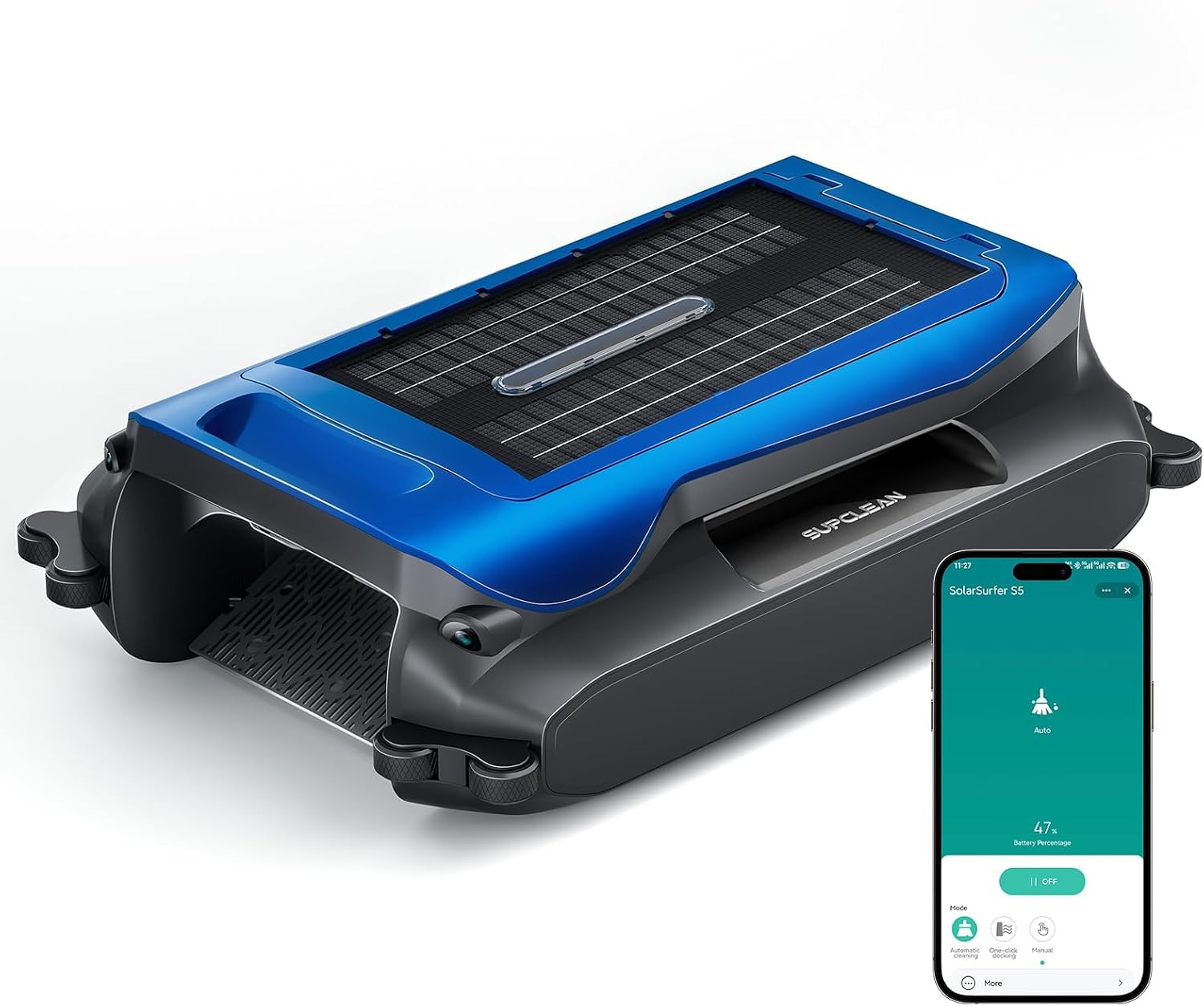 Solar-Powered Automatic Pool Skimmer Robot with APP for Inground Pools