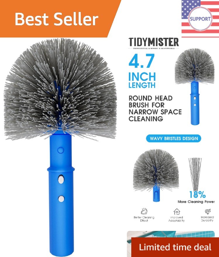 Blue Pool Brush with Flexible Round Head & Wave Bristles – Lightweight Design