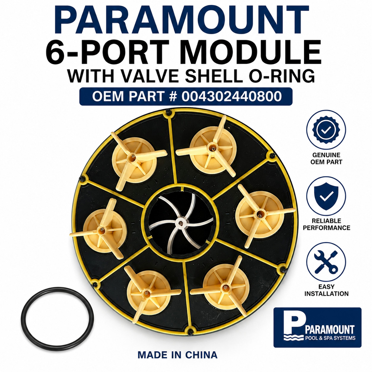 Paramount 004302440800 OEM 6 Port Water Valve Module w/ Valve Shell O-Ring USED