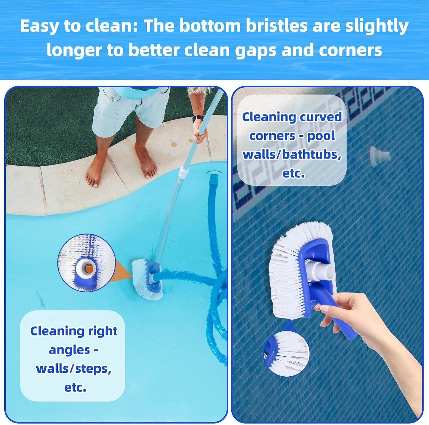 Pool Brush Head with Pool Vacuum Head for Inground & above Ground Pools, round H