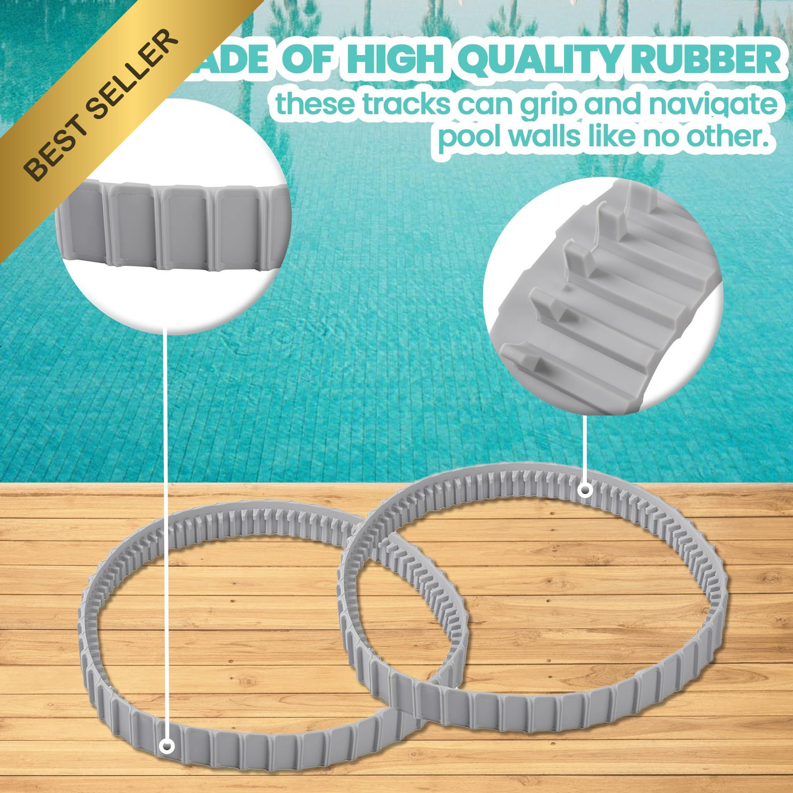 2 Pack Gray Tracks 9983152-R2 Replacement for Maytronics Dolphin Pool Cleaners
