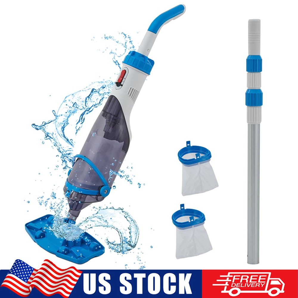 Handheld Pool Vacuum Portable Cordless Rechargeable Swimming Pool Cleaner + Pole