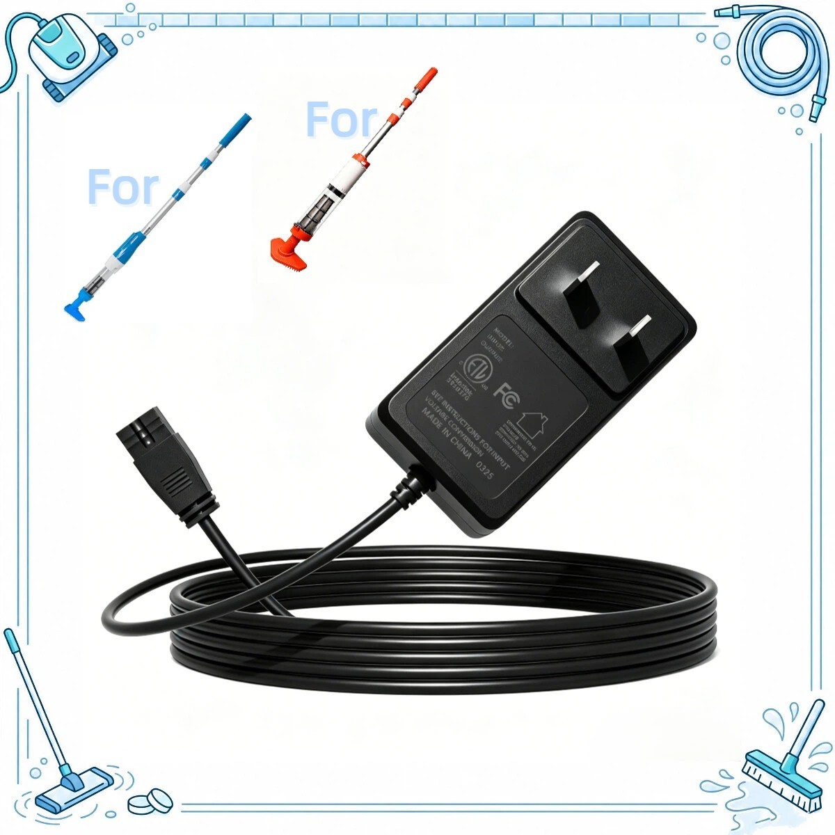 2-Prong 12.6V AC/DC Adapter For YSMJ 1814 1814BL 1819 1819BL Pool Vacuum Cleaner