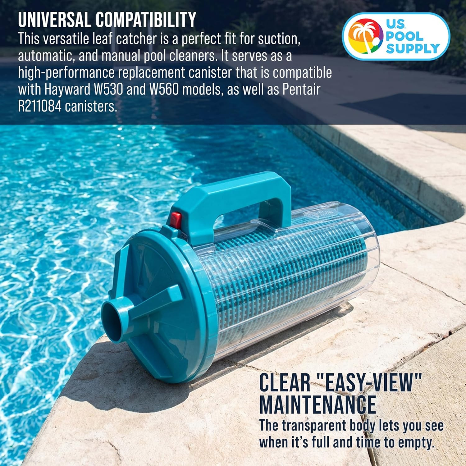 Pool Leaf Canister – XL Heavy Duty Inline Pool Leaf Catcher, 3-In-1 Filtration (