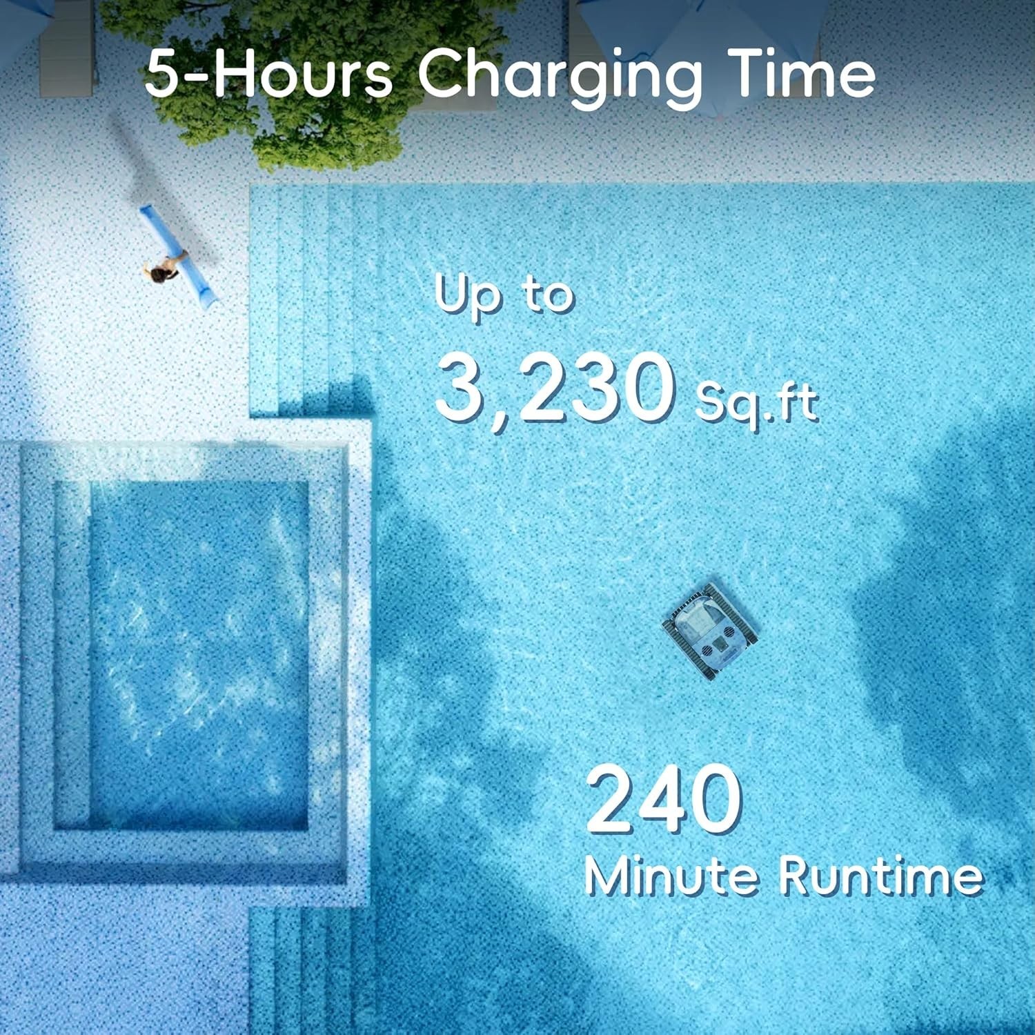 Seauto SAT40 Robotic Pool Vacuum Cleaner 4H Cordless Pool Vacuum App Support