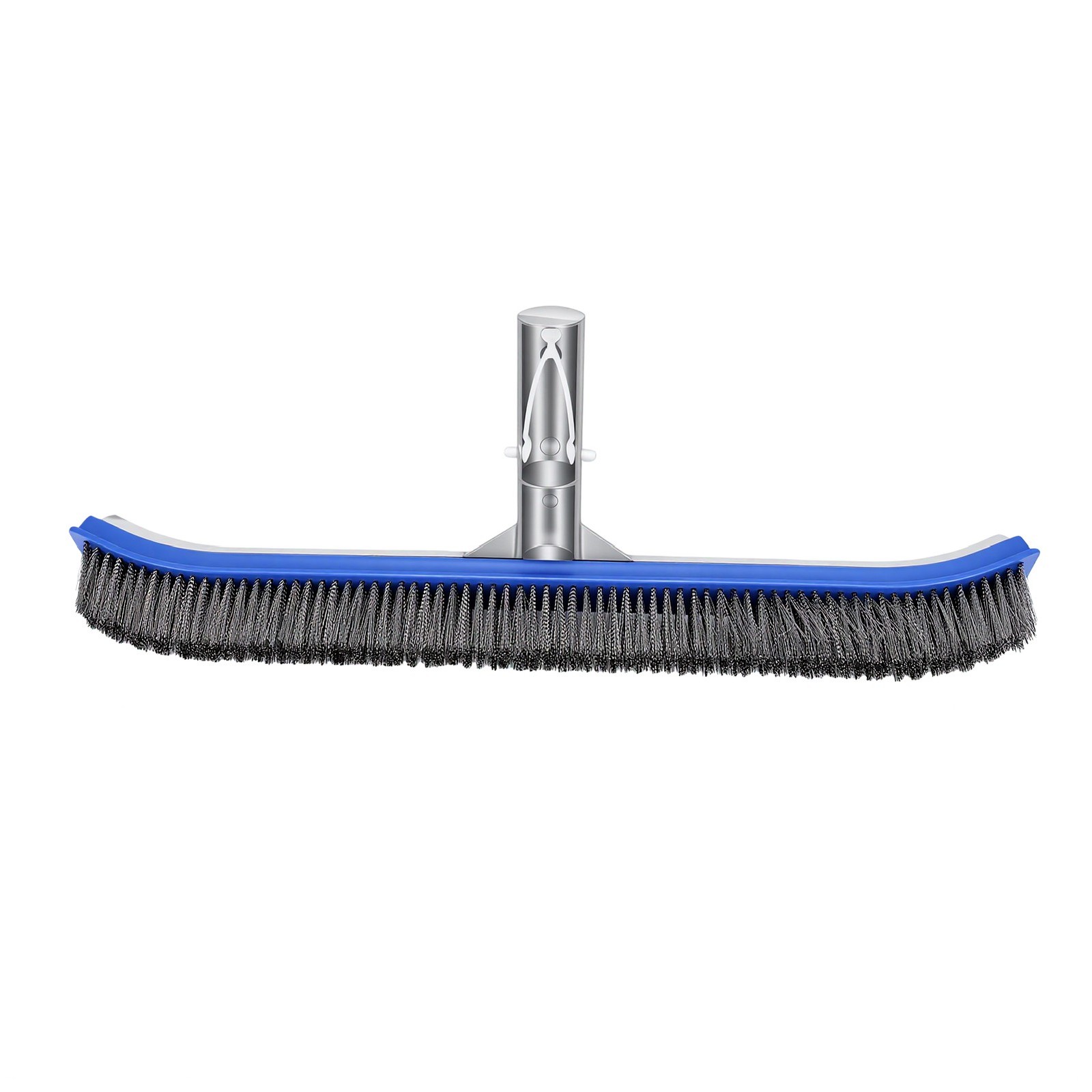18 Inch Wide Pool Brush Head Curved Ends Nylon Stainless Steel Wire Heavy Du NEW