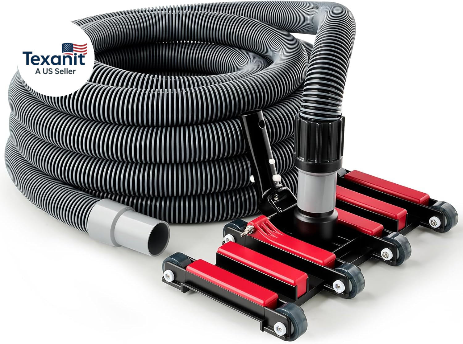 Professional Pool Vacuum Hose and Head – Heavy Duty Hoses with Swivel Cuff and W